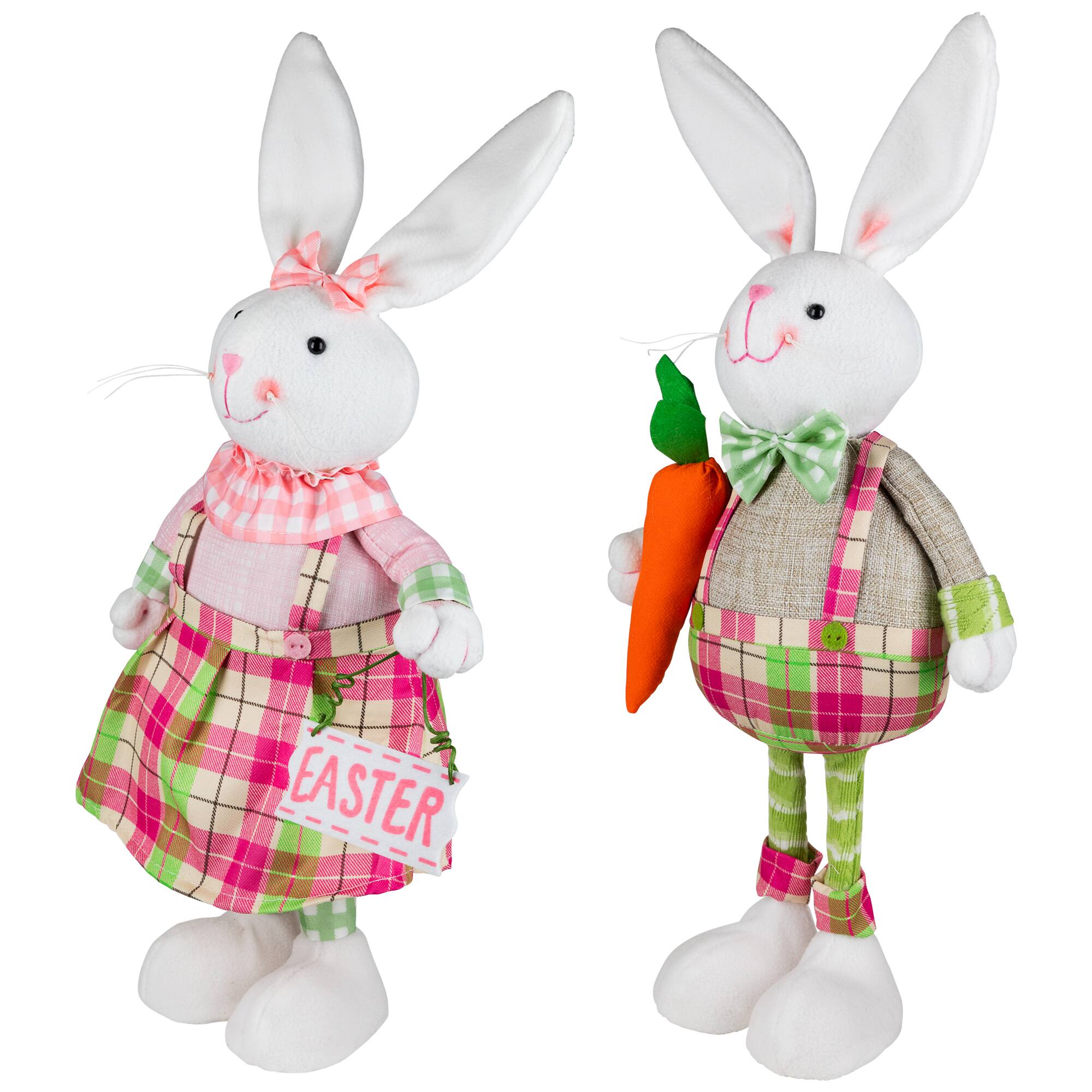 19" Bunny Rabbit Figurines with Easter Sign Spring Décor, 2ct.